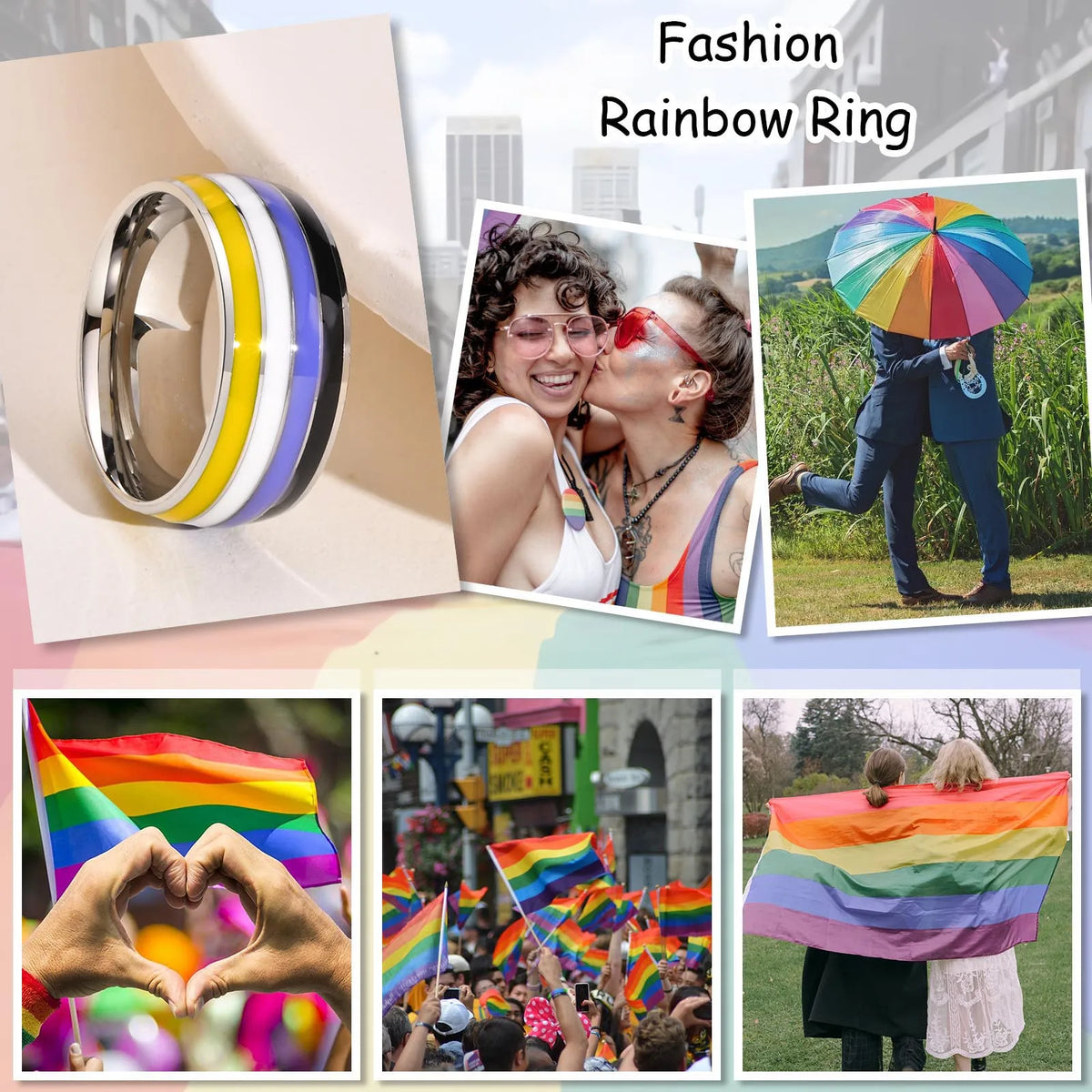 Rainbow Pride Ring – LGBT Multicolor Stainless Steel Ring | The Party Days | The Party Days