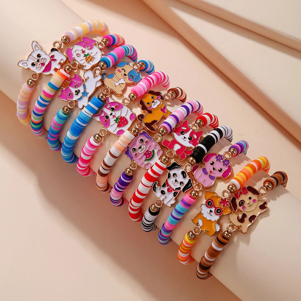 Pack 12 Handmade Unicorn Bracelets | Cat & Flower Charms for Girls | The Party Days | The Party Days