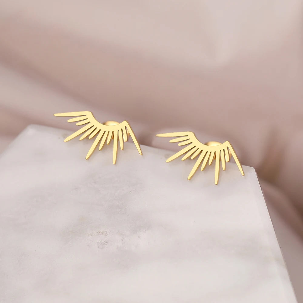 Half Circle Sun Stud Earrings – Stainless Steel Gothic Design | The Party Days | The Party Days