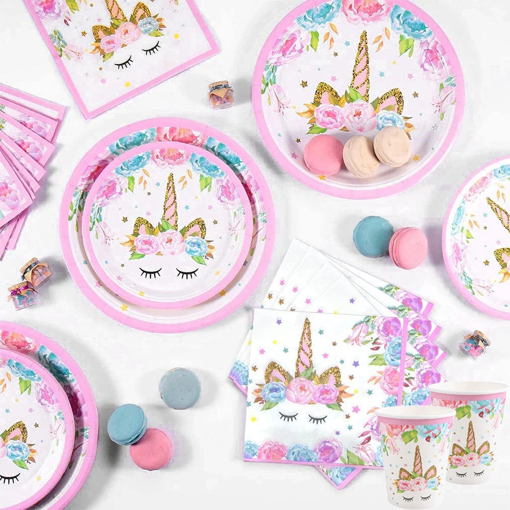 Unicorn Party Decoration Kit 1 | Plates, Napkins, Banner & Accessories | The Party Days | The Party Days