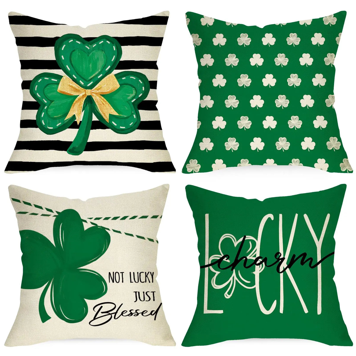 St. Patrick's Day Shamrock Cushion Cover – Irish Stripes Lucky Clover – The Party Days | The Party Days