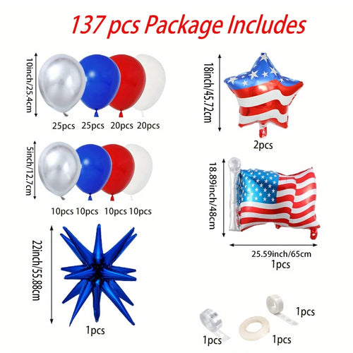 137-Piece Patriotic Balloon Set – American Flag Foil & Latex Balloons for 4th of July – The Party Days | The Party Days