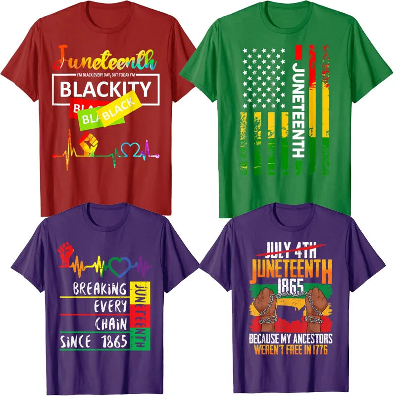 Juneteenth Blackity Heartbeat T-Shirt – Breaking Every Chain Since 1865 | The Party Days | The Party Days