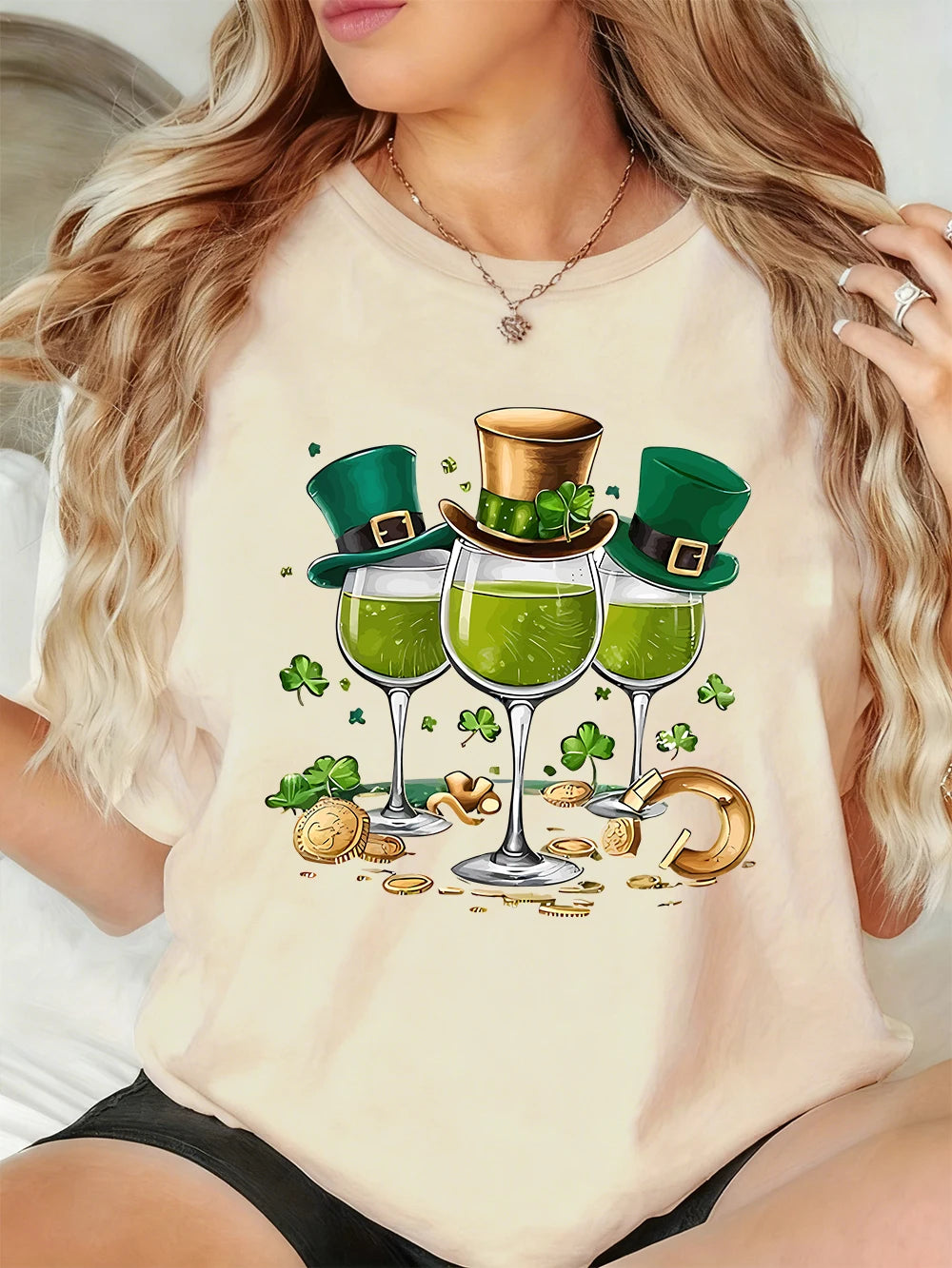 St. Patrick's Day Drinks Print Women's T-Shirt – Festive Irish Tee – The Party Days | The Party Days
