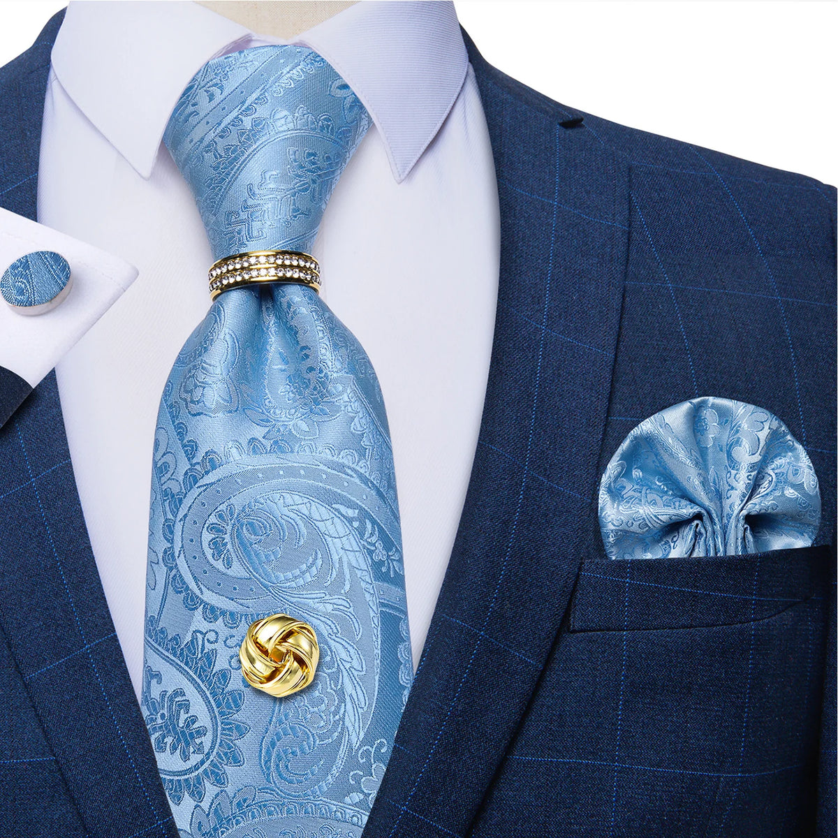 Men's Luxury Silk Tie Set – Necktie Pocket Square & Cufflinks – The Party Days | The Party Days