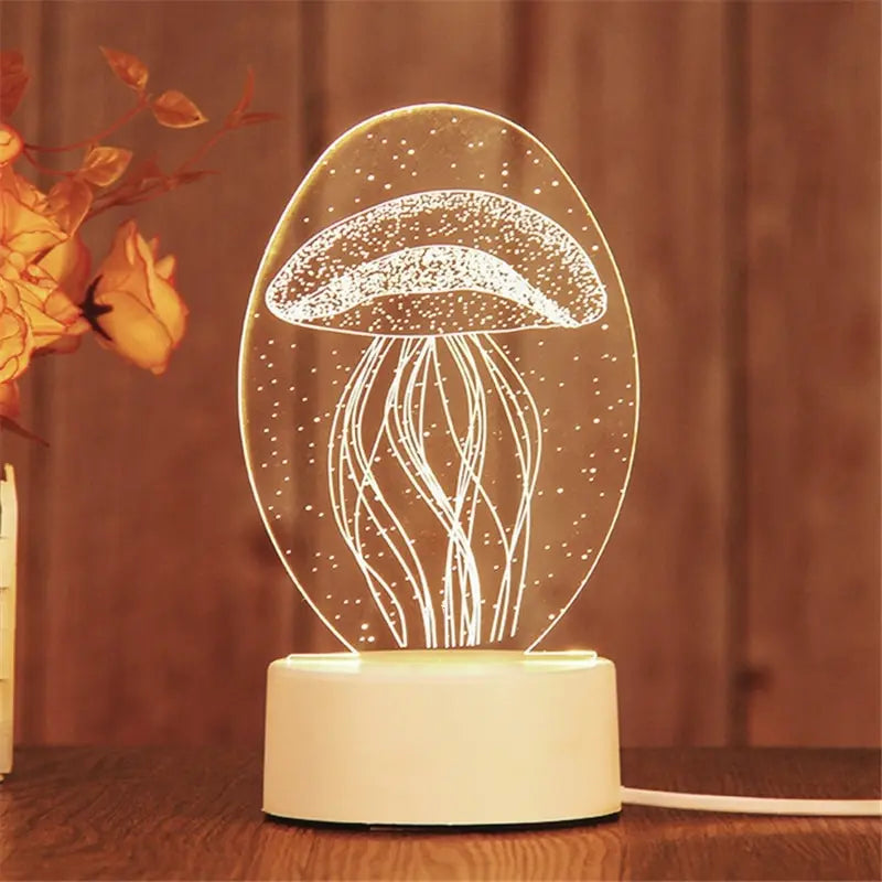 3D Acrylic LED Night Light Lamp USB – Decorative Bedside Light | The Party Days | The Party Days