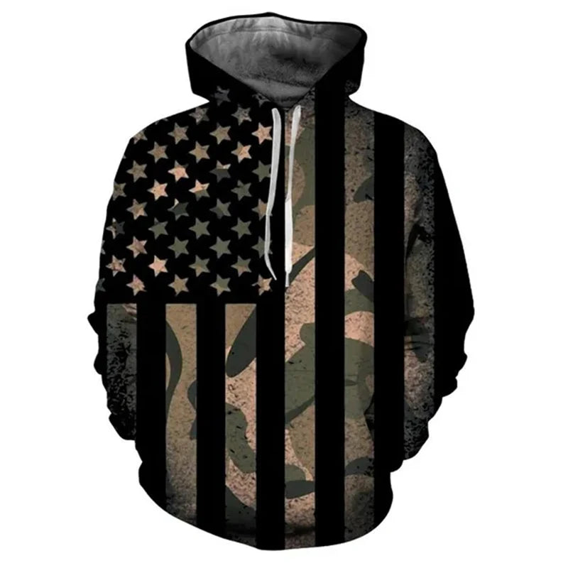 New Fashion Men Women Hoodies Streetwear USA Flag