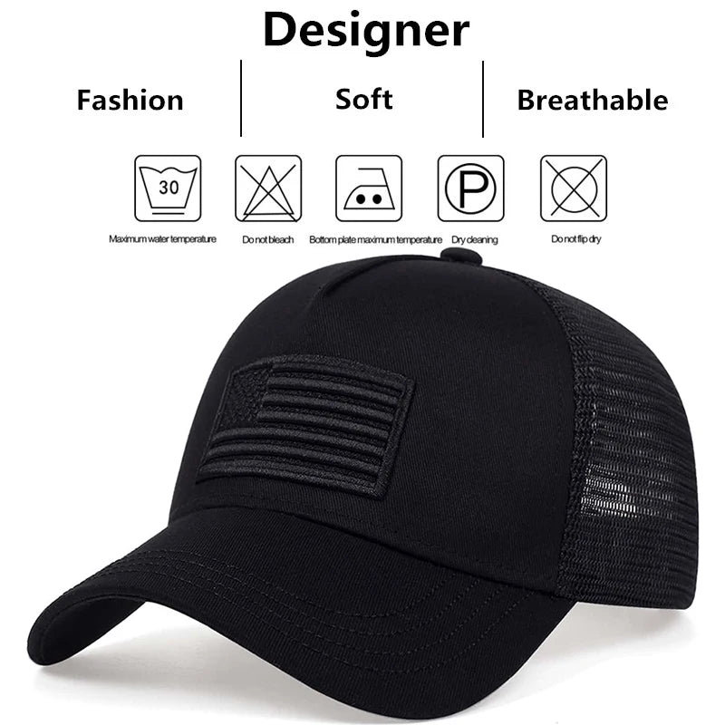 American Flag Embroidered Mesh Baseball Cap – Unisex Adjustable Breathable Sun Hat | The Party Days | The Party Days