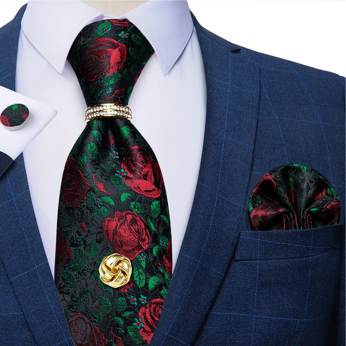 Men's Luxury Silk Tie Set – Necktie Pocket Square & Cufflinks – The Party Days | The Party Days