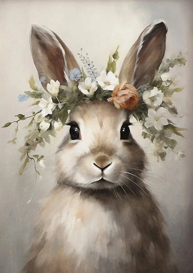 Easter Bunny Canvas Poster – Spring Wall Art with Carrot Bucket – The Party Days | The Party Days