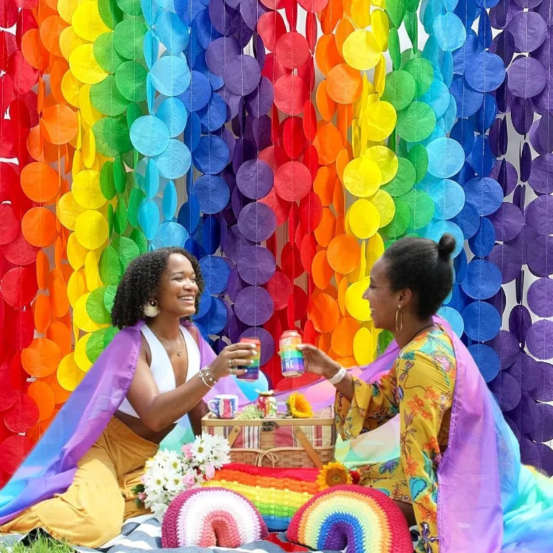 Rainbow Party Decorations – Big Polka Dot Tissue Paper Garland & Backdrop – The Party Days | The Party Days