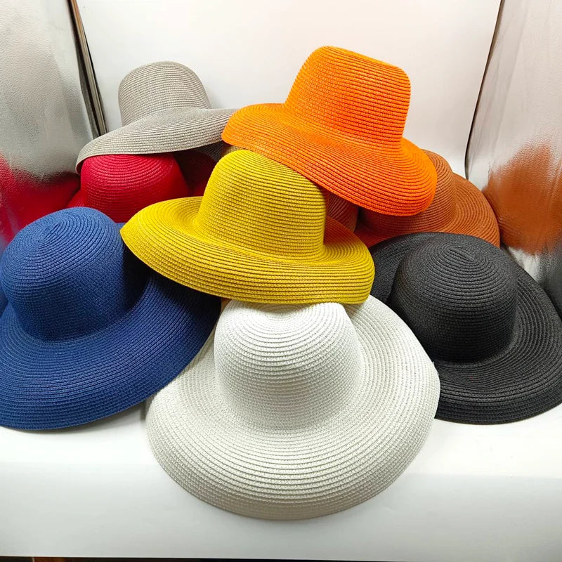 Orange new Hepburn style women's sun hat