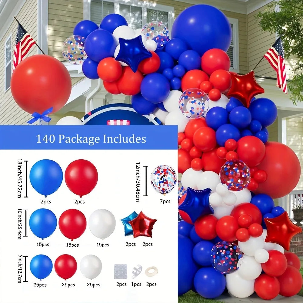 140-Piece Patriotic Balloon Garland Arch Kit – Red, White & Blue for 4th of July & Parties – The Party Days | The Party Days