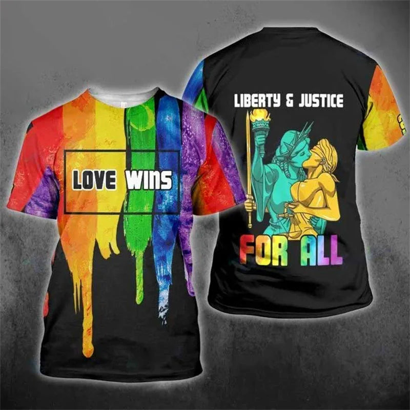 Pride Rainbow 3D Print T-Shirt | LGBTQ+ Love is Love Tee | The Party Days | The Party Days