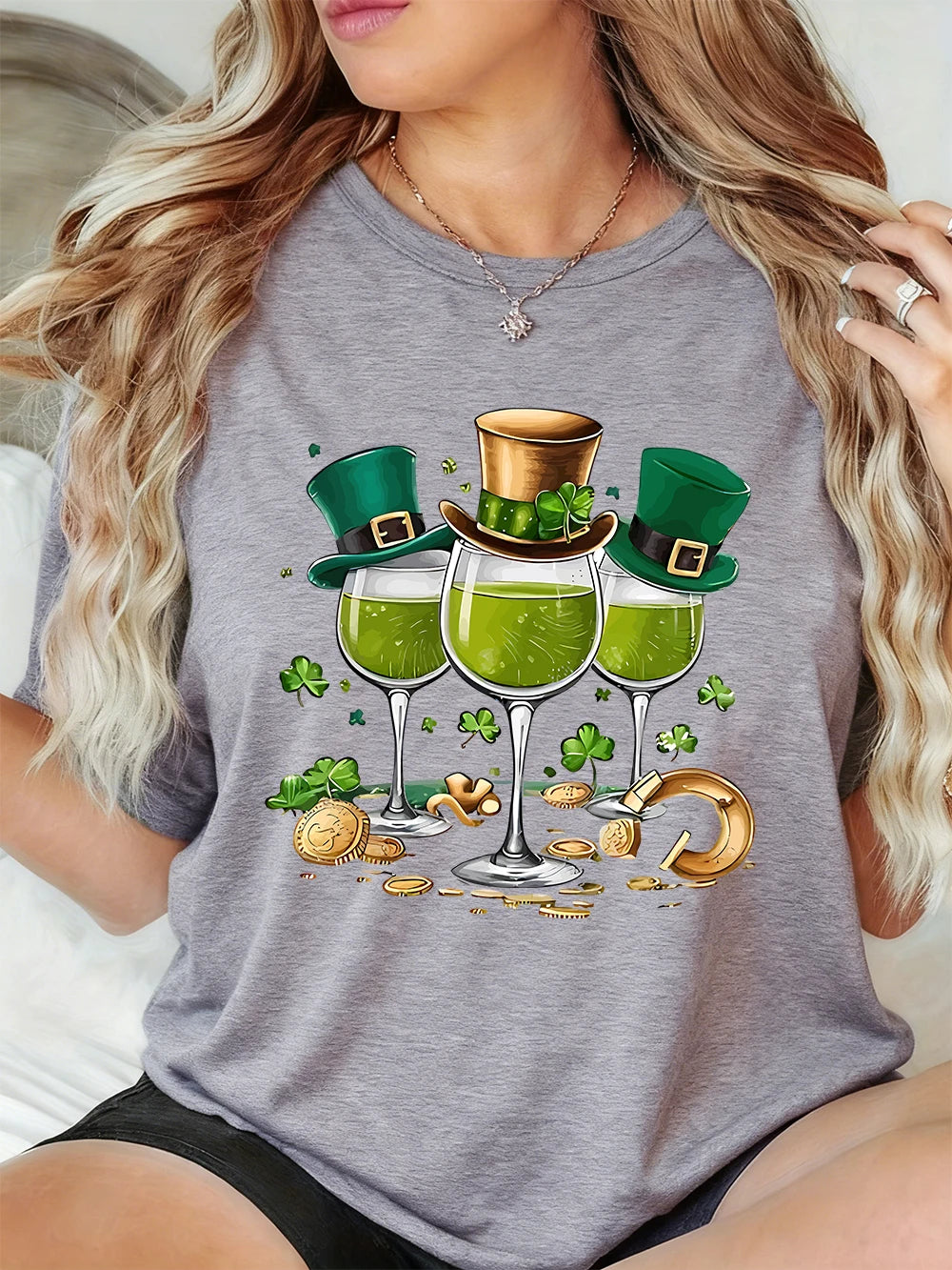 St. Patrick's Day Drinks Print Women's T-Shirt – Festive Irish Tee – The Party Days | The Party Days