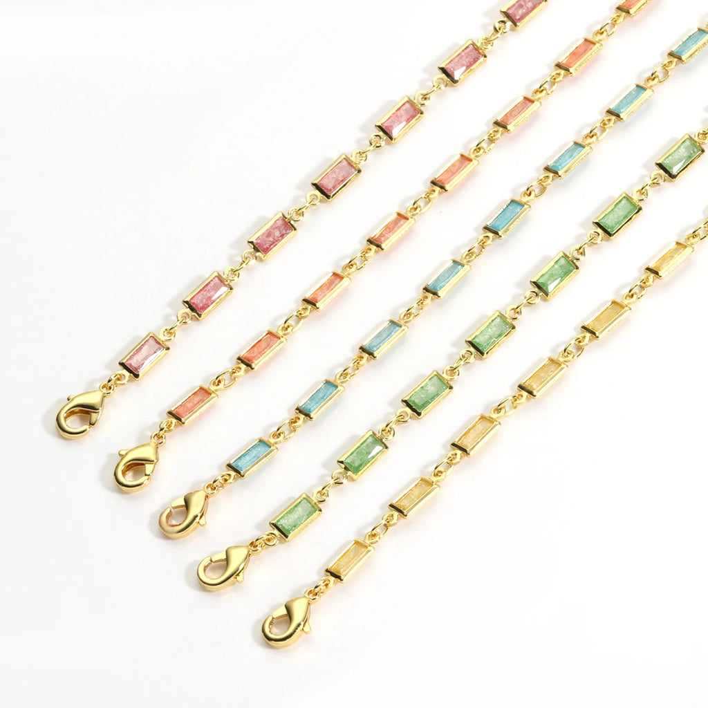 Pulsera y tobillera con dije de circonita microengastada – Diseño geométrico de azúcar | The Party Days
