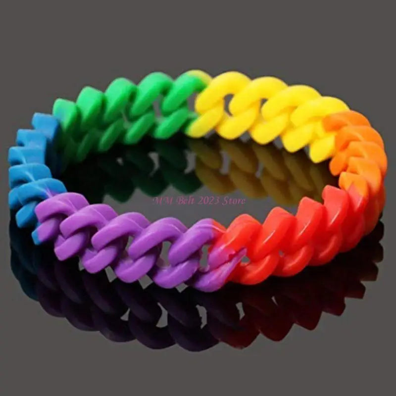 Rainbow Pride Silicone Bracelet – LGBT Adjustable Braided Wristband | The Party Days | The Party Days