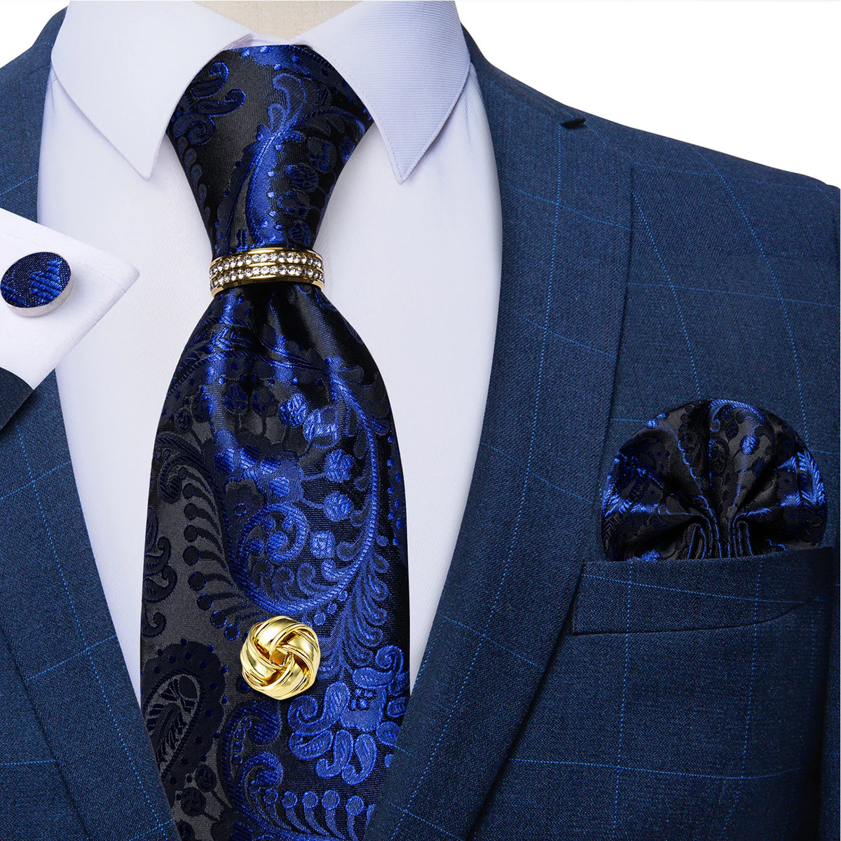 Men's Luxury Silk Tie Set – Necktie Pocket Square & Cufflinks – The Party Days | The Party Days