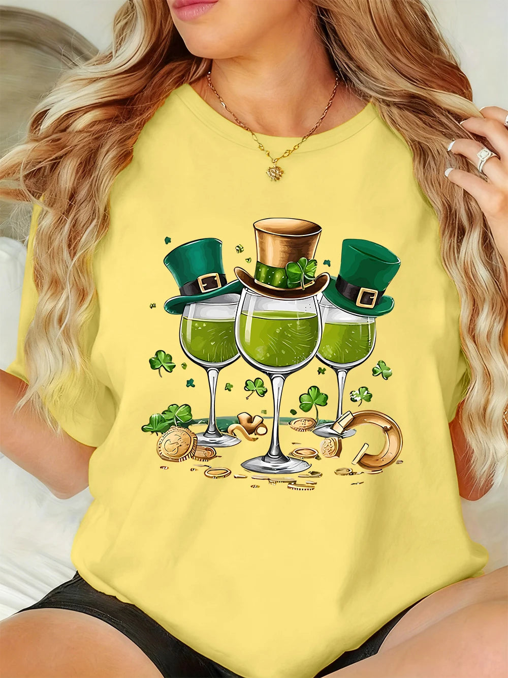 St. Patrick's Day Drinks Print Women's T-Shirt – Festive Irish Tee – The Party Days | The Party Days