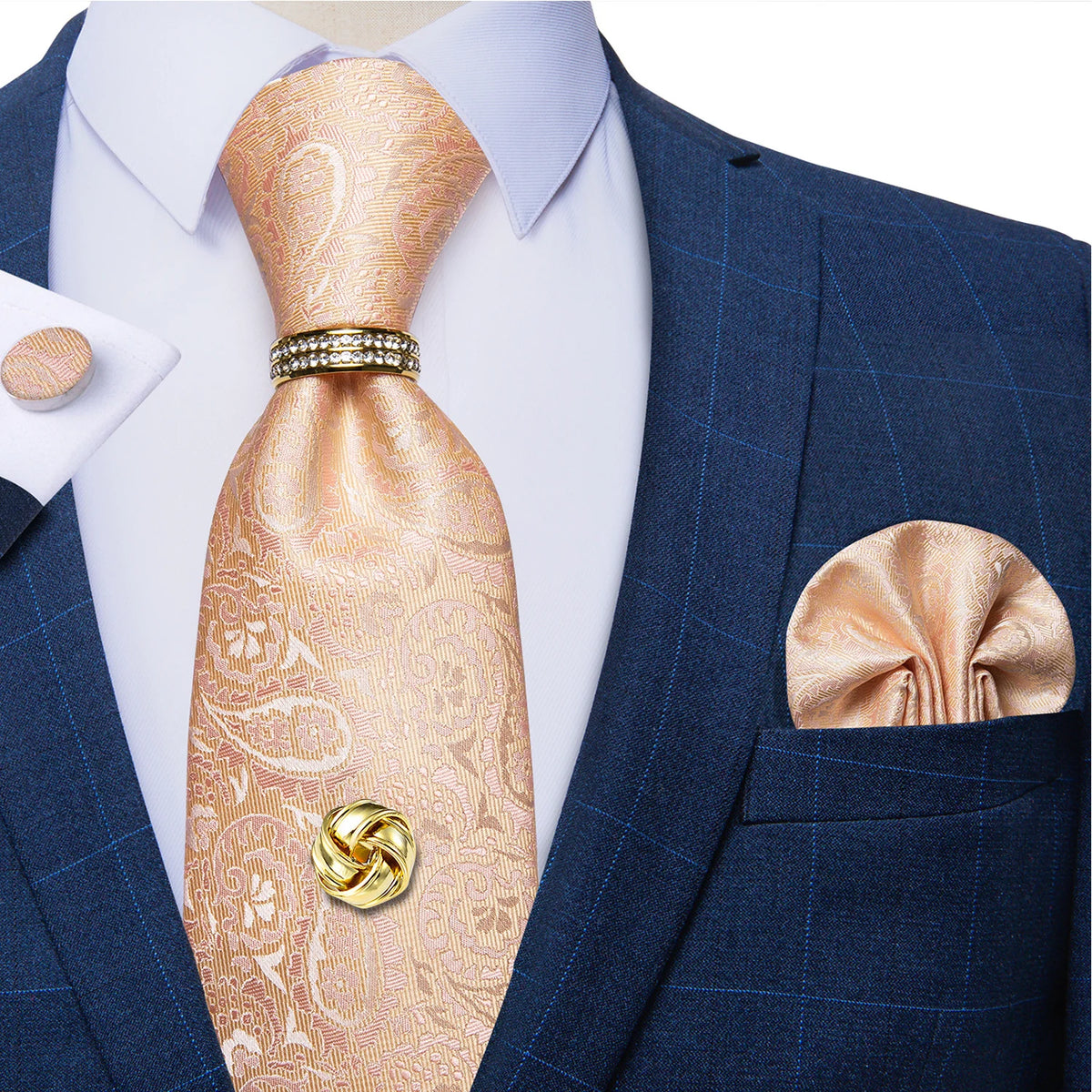 Men's Luxury Silk Tie Set – Necktie Pocket Square & Cufflinks – The Party Days | The Party Days