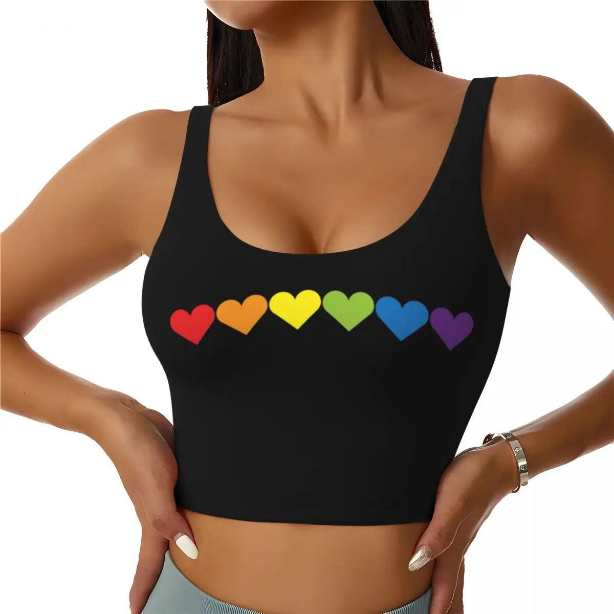 Rainbow Pride Sports Bra – LGBT High-Impact Yoga Crop Top | The Party Days