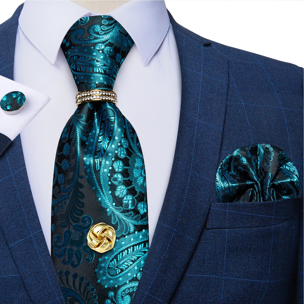 Men's Luxury Silk Tie Set – Necktie Pocket Square & Cufflinks – The Party Days | The Party Days