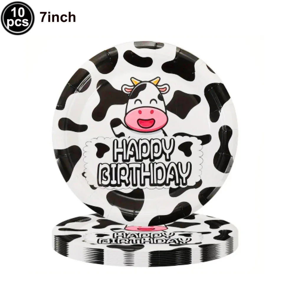 Cow Birthday Party Supplies – Farm Theme Disposable Tableware Set – The Party Days | The Party Days
