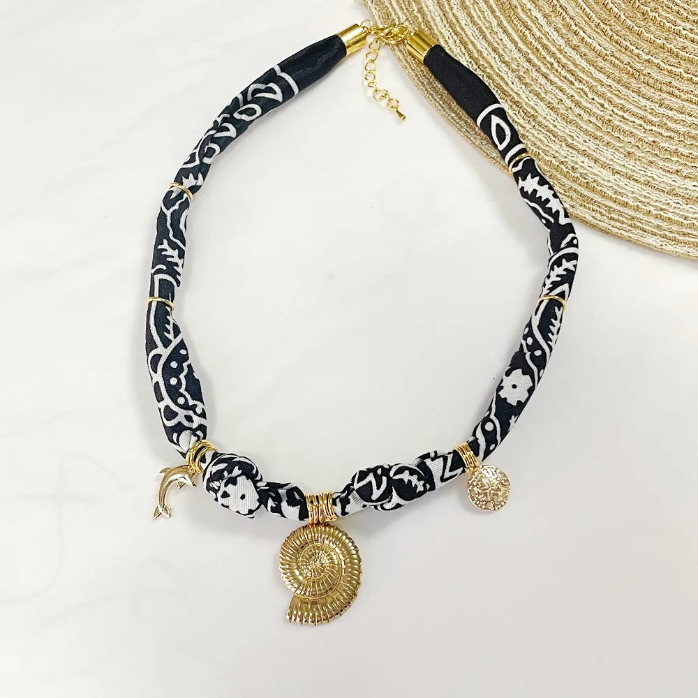 Orange Bandana Necklace with Gold Plated Charms – Sun, Dog, Heart & More – The Party Days | The Party Days