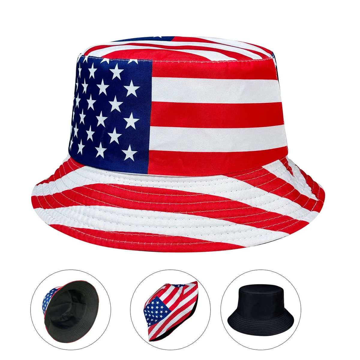 Patriotic American Flag Bucket Hat – Reversible, Foldable & Stars and Stripes | The Party Days | The Party Days