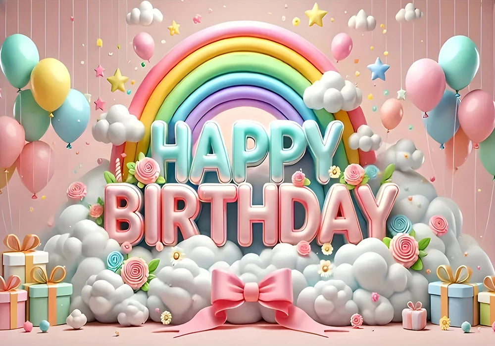 Happy Birthday Rainbow Backdrop – Vinyl Photography Background for Parties & Baby Showers – The Party Days | The Party Days