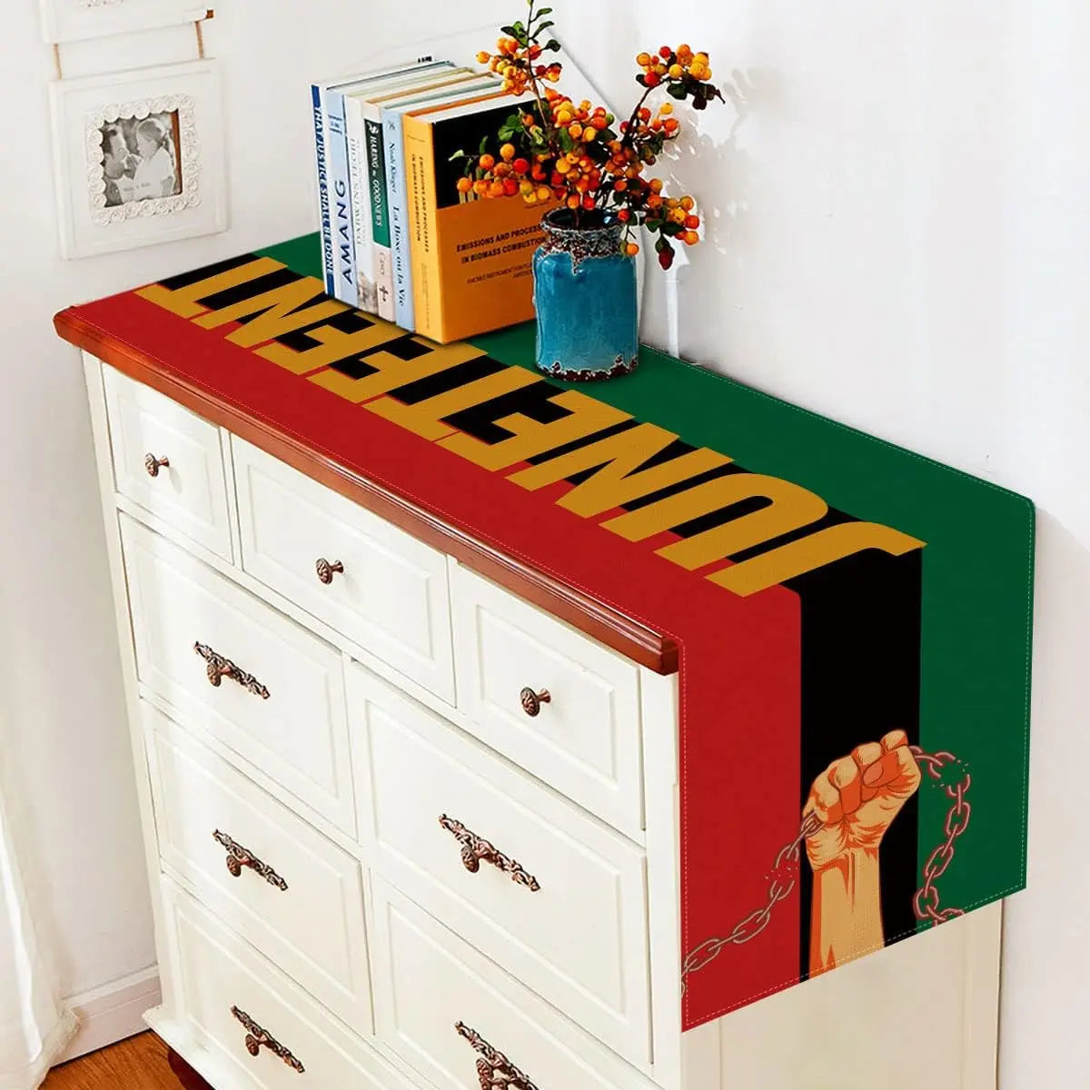 Linen Juneteenth Table Runner Black Pride African