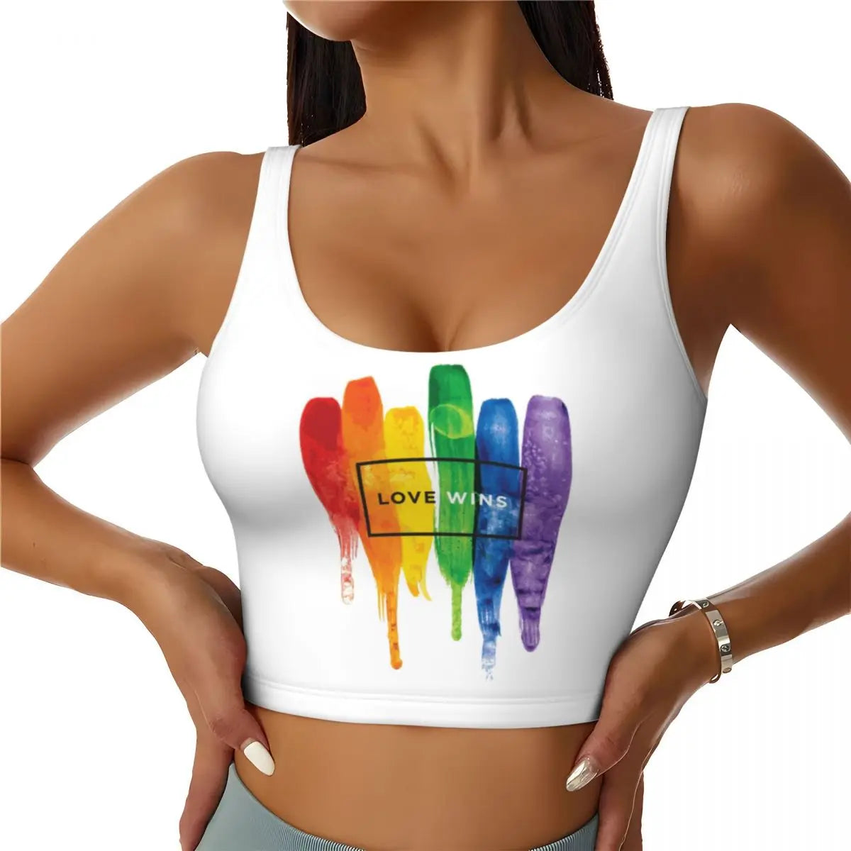 Rainbow Pride Sports Bra – LGBT High-Impact Yoga Crop Top | The Party Days