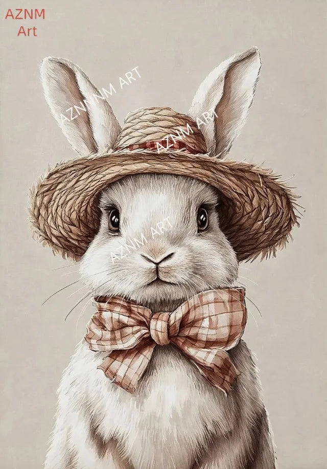 Easter Bunny Canvas Poster – Spring Wall Art with Carrot Bucket – The Party Days | The Party Days