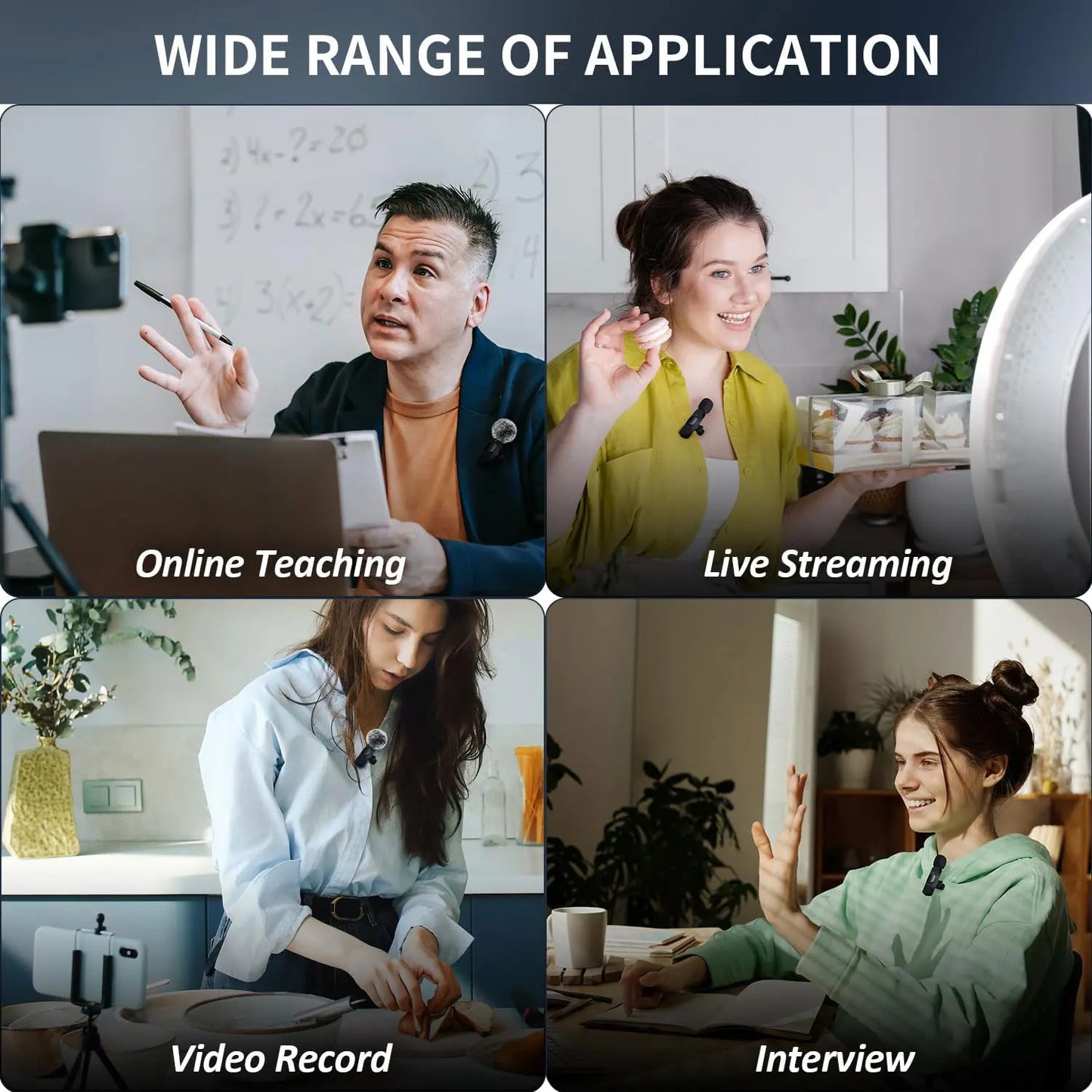 Wireless Lavalier Microphone Audio Video Recording Mini Mic For iPhone Android Laptop