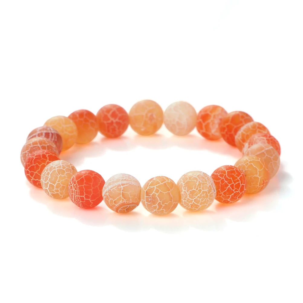 8mm Orange Weathered Stone Bracelet – Energy Beaded Yoga Bangle – The Party Days | The Party Days