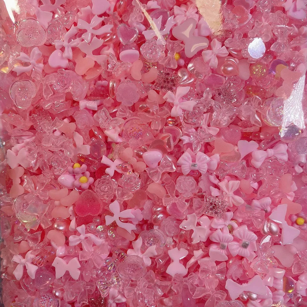 50pcs Mixed Design Nail Charms Shiny Flower Rhinestones