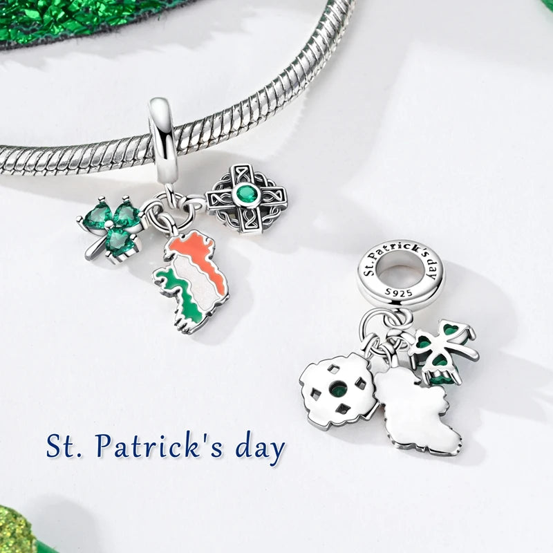 925 Silver St. Patrick's Day Shamrock Earring Charms – Four-Leaf Clover – The Party Days | The Party Days