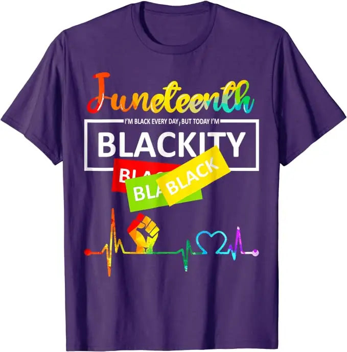 Juneteenth Blackity Heartbeat T-Shirt – Breaking Every Chain Since 1865 | The Party Days | The Party Days