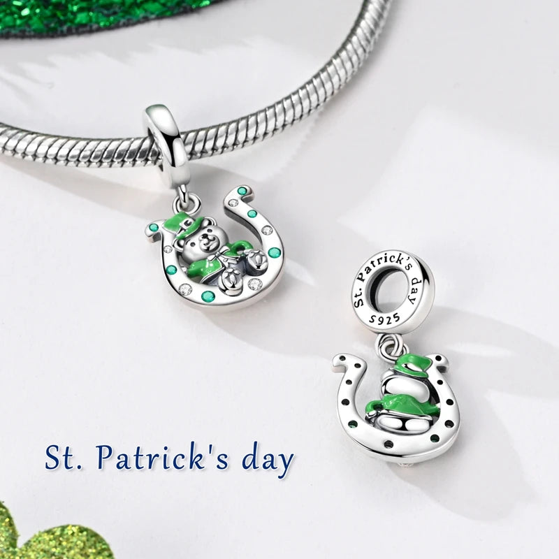 925 Silver St. Patrick's Day Shamrock Earring Charms – Four-Leaf Clover – The Party Days | The Party Days