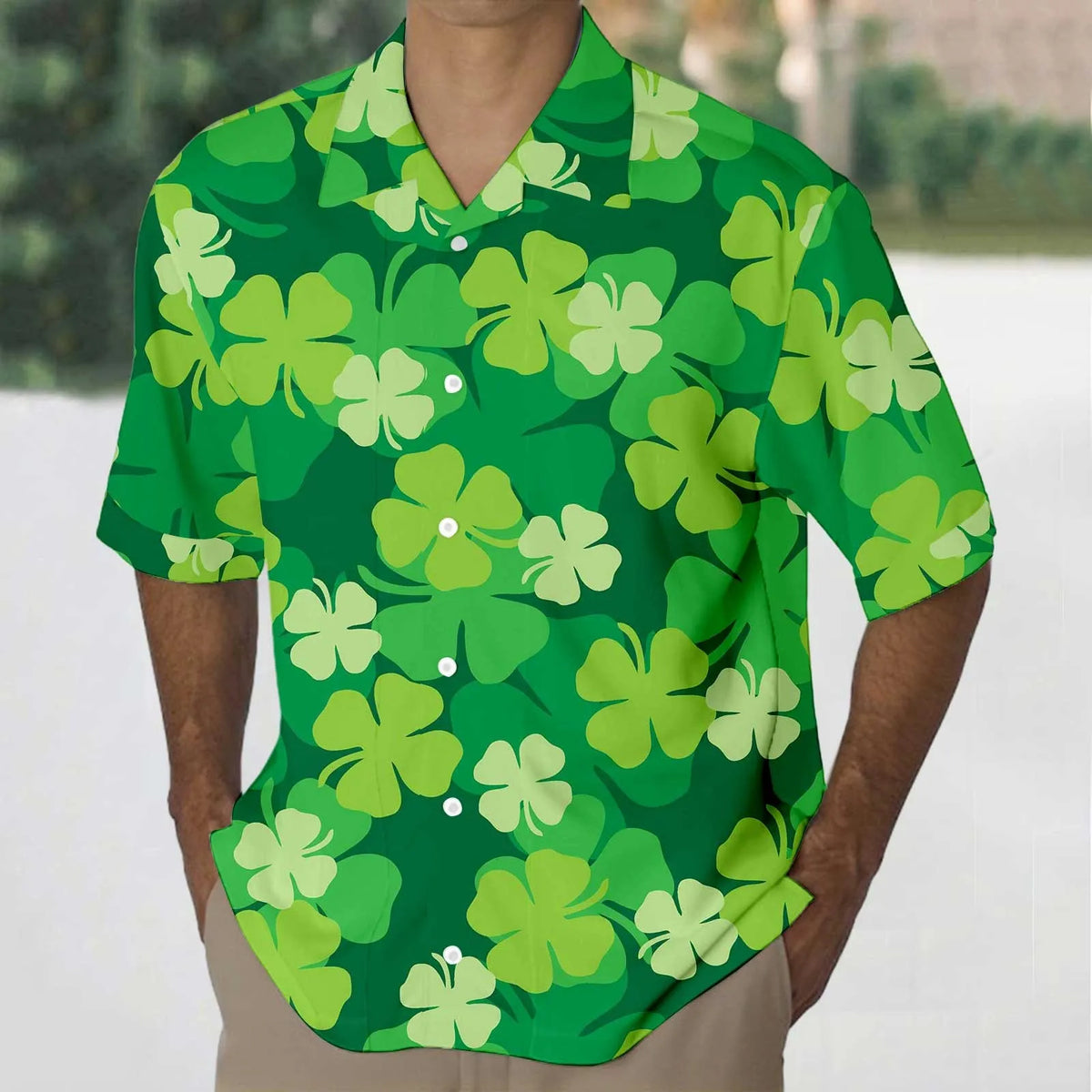 St. Patrick's Day Men's Festive Green Shamrock Shirt – 3D Print Button-Up – The Party Days | The Party Days
