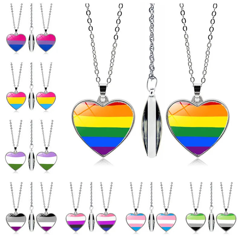 Pride Rainbow Glass Pendant Necklace | LGBTQ+ Couple Gift | The Party Days | The Party Days