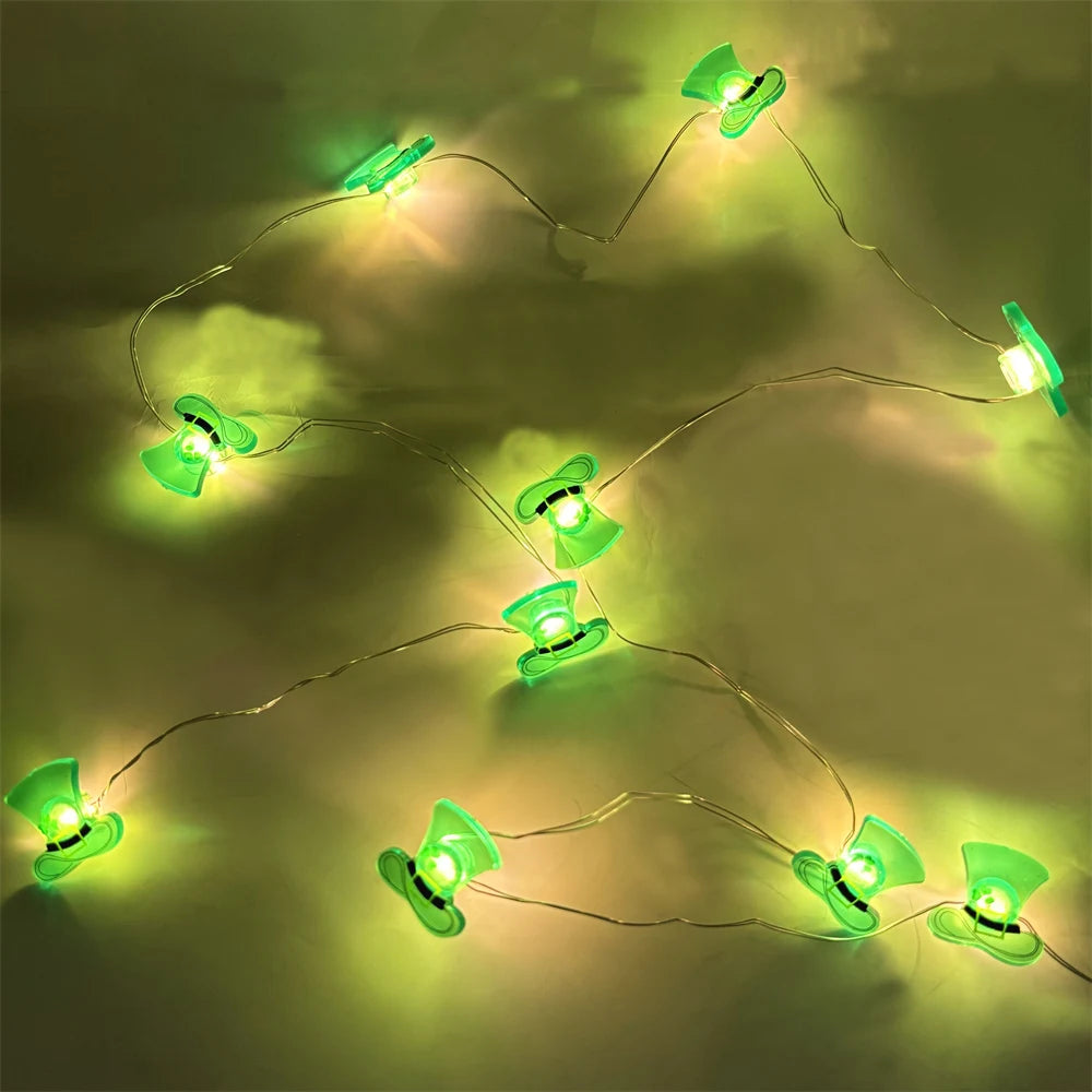 St. Patrick's Day Green LED String Lights – 10 LED Decorative Garland – The Party Days | The Party Days