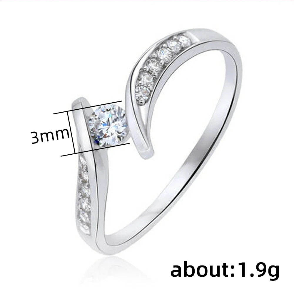 Huitan Minimalist Engagement Ring for Women – Round Cubic Zirconia | The Party Days | The Party Days