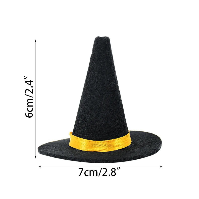 6pcs Halloween Mini Felt Witch Hats Wine Bottle Decor