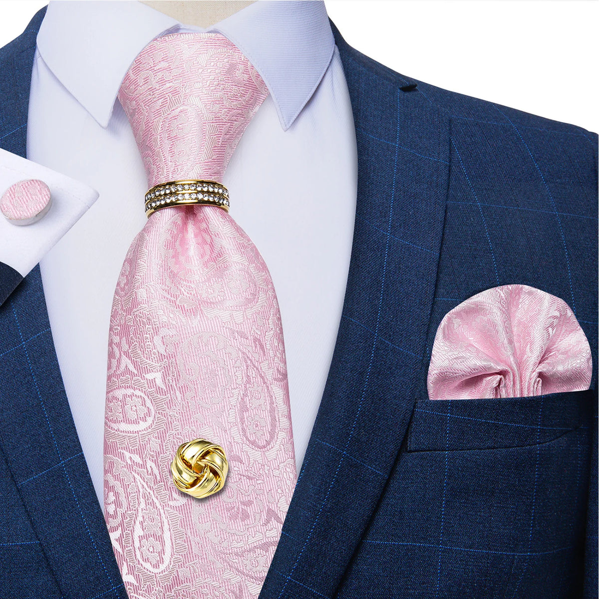 Men's Luxury Silk Tie Set – Necktie Pocket Square & Cufflinks – The Party Days | The Party Days
