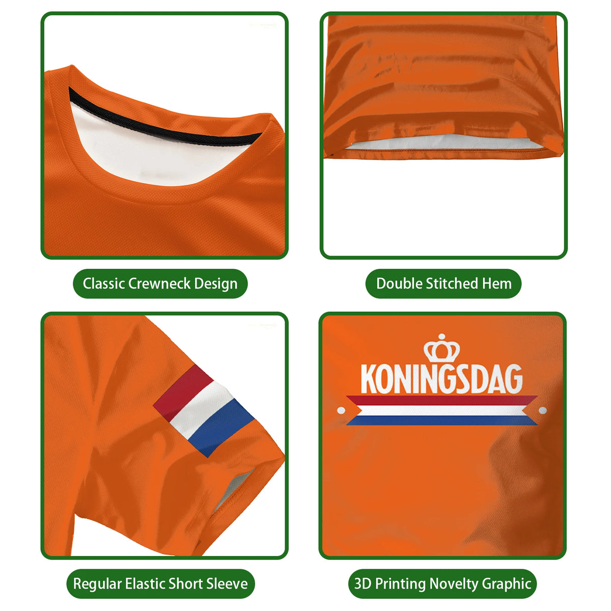 King's Day Orange T-Shirt – Dutch Flag Print, Unisex Oversized Tee – The Party Days | The Party Days