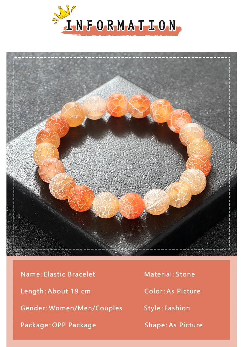 8mm Orange Weathered Stone Bracelet – Energy Beaded Yoga Bangle – The Party Days | The Party Days
