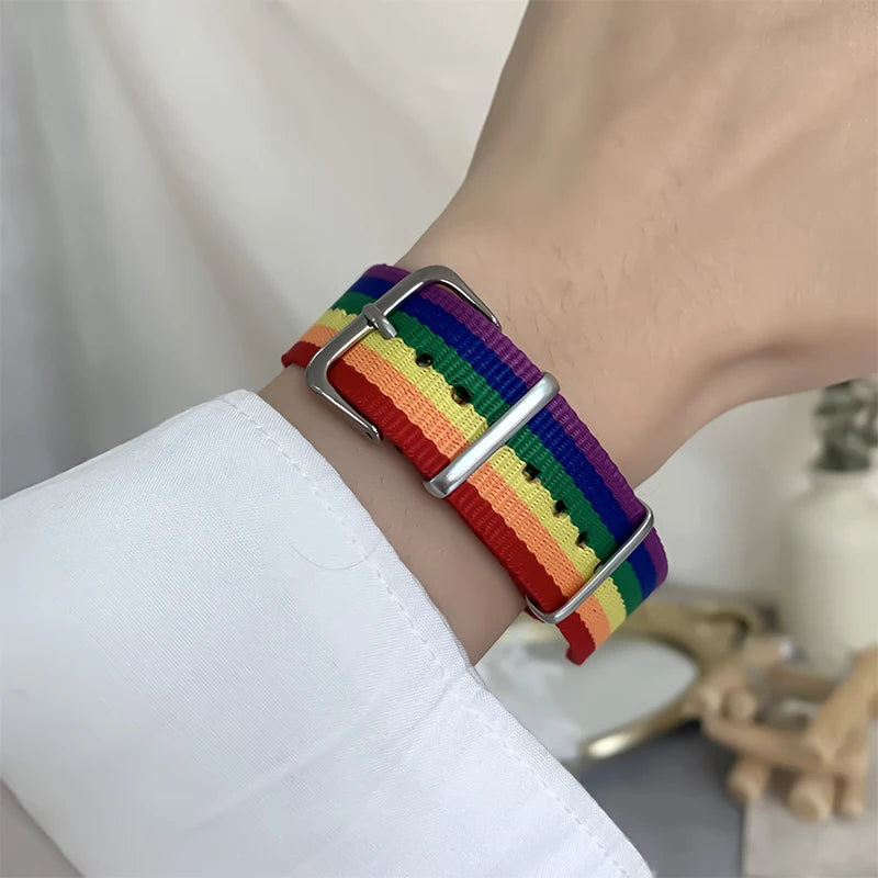 Rainbow Pride Woven Leather Bracelet – LGBT Adjustable Friendship Bracelet | The Party Days | The Party Days