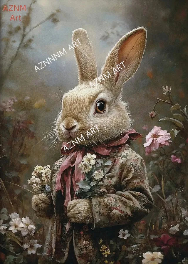 Easter Bunny Canvas Poster – Spring Wall Art with Carrot Bucket – The Party Days | The Party Days