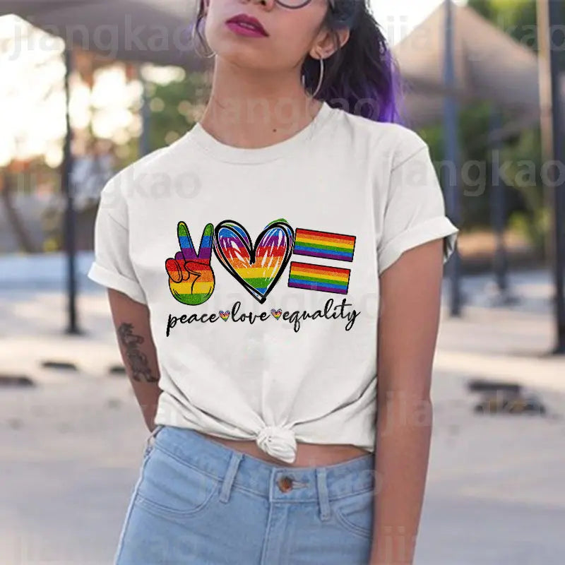 Peace Love Equality LGBT Pride T-Shirt – Rainbow Graphic Tee | The Party Days | The Party Days
